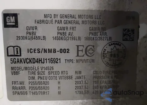 2017 Buick Enclave Premium from USA, damaged, VIN 5GAKVCKD4HJ116921